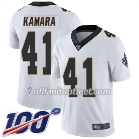 Miesten New Orleans Saints NFL Pelipaita Alvin Kamara 41 Nike Valkoinen 100th